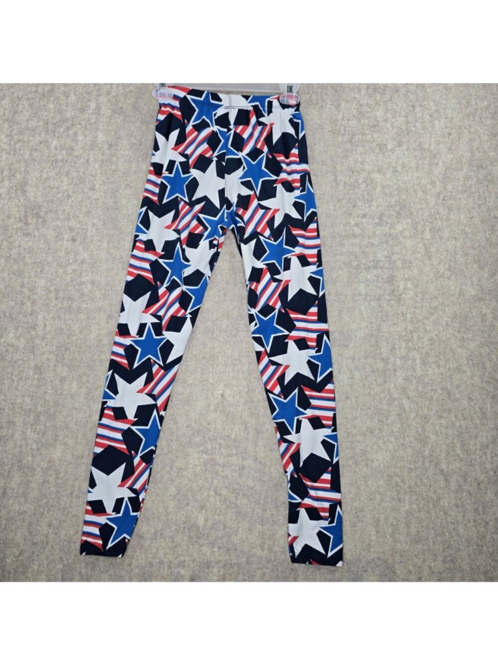 Patriotic Womens Leggings USA Flag Stars Multicolor One Size Stretch Polyester - Picture 2 of 5